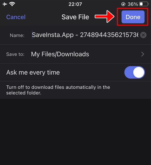 rename and confirm download